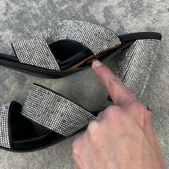 Jeffrey Campbell Camilla Caviar Crystal Sparkle Slide Heels Silver Black Sz 7 - Picture 11 of 15